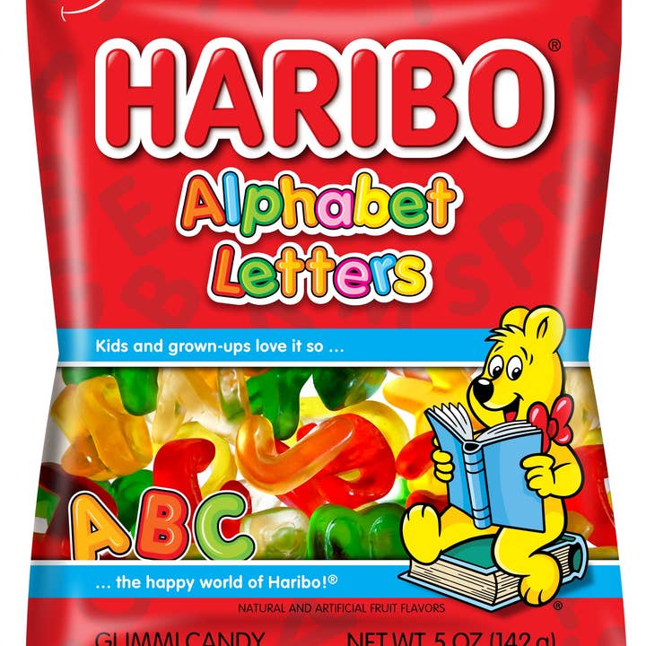 Long Island Candy Factory - Wholesale Gummy - Haribo 5 Oz Alphabet Letters Peg Bag