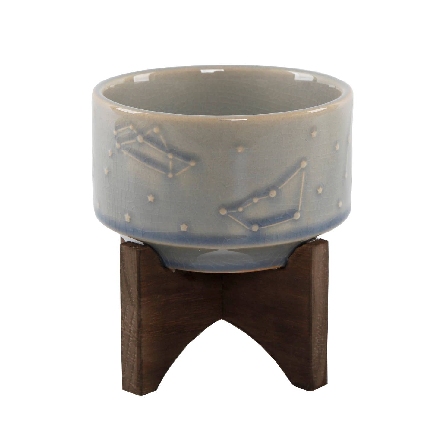Flora Bunda Inc - Wholesale Plant Pot - Constellation Ceramic Mini Pot on Wood Stand – 4.75”0