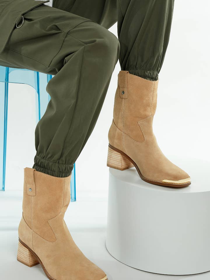 Emberly Suede Square Toe Ankle Boots for wholesale by Rag Company