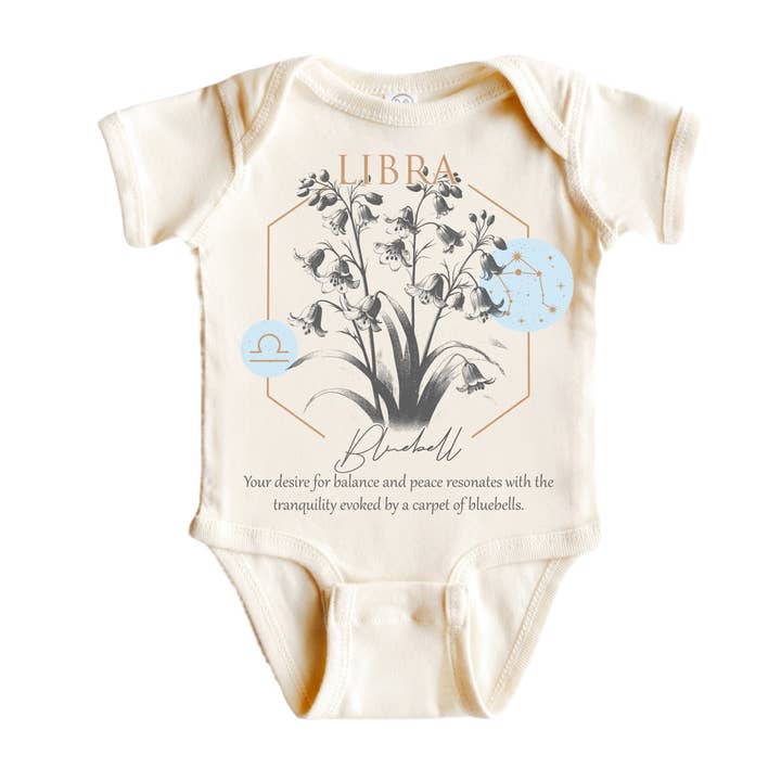 Libra Floral Celestial - Baby Boy Girl Clothes Infant Bodysuit Funny Cute Newborn for wholesale by North Fork Forager LLC