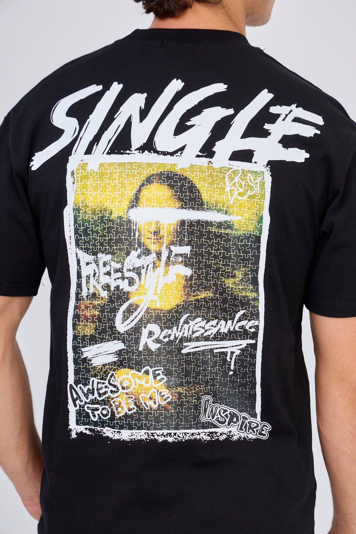 TOP MONDAY - Wholesale Screen Printed T-Shirt - Men's - Black T-Shirt "Single"6