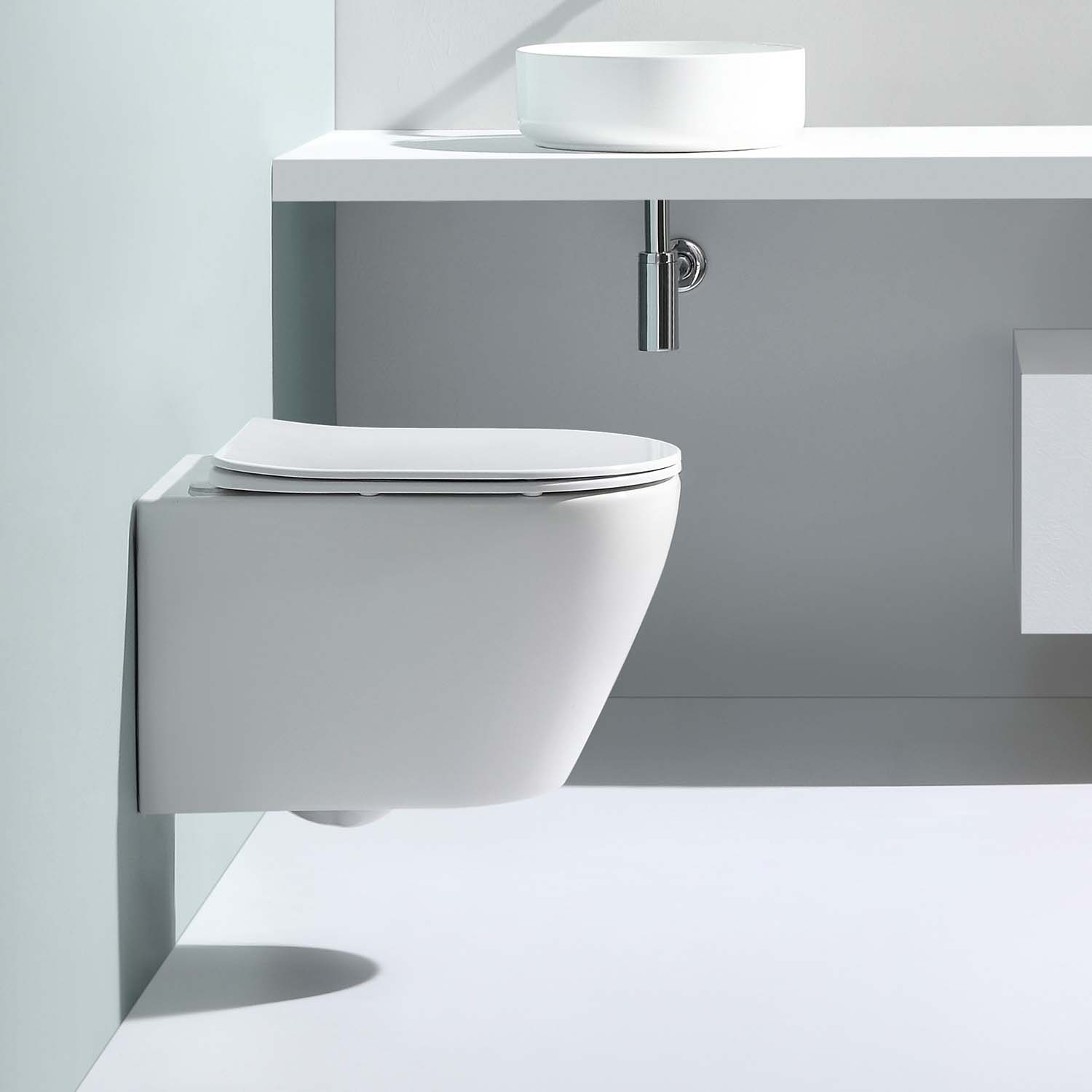 Stilform Handels GmbH - Vente Ensemble d'accessoires pour salle de bain - Toilettes suspendues sans rebord Soho 3.0 blanc brillant avec chasse Whirlflush Tornado et siège super fin14