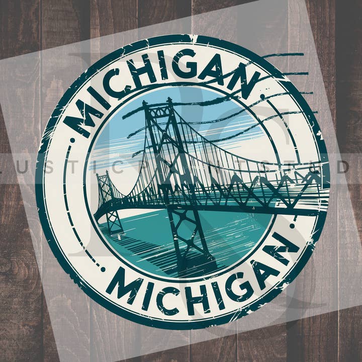 RusticPrintStudio - Vente Transfert pour sublimation - Timbre DTF Michigan State Vintage DTF Transfert de chaleur DTF0