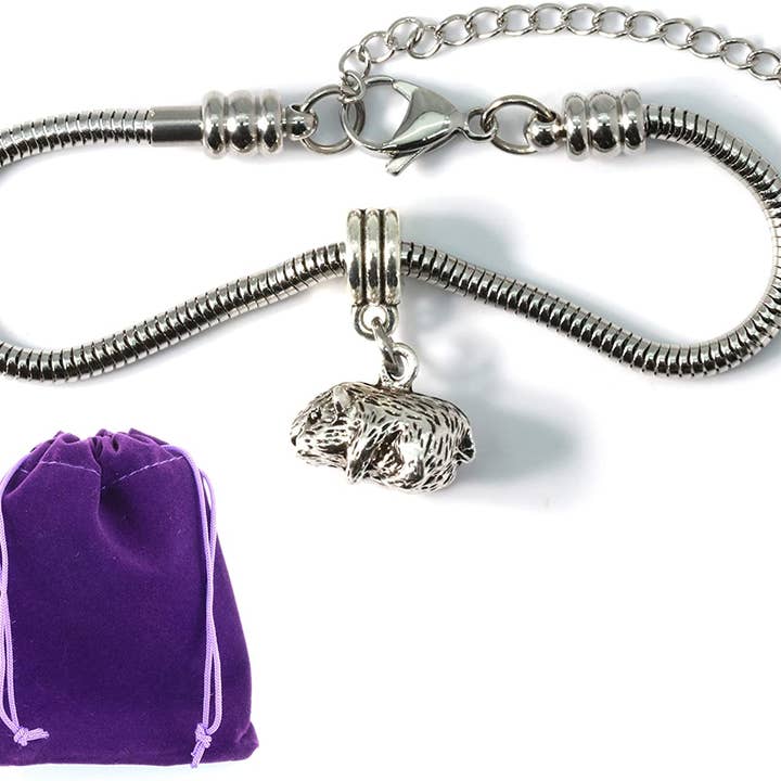 Dave The Bunny - Wholesale Charm/dangle bracelet - Hamster Bracelet | Jewelry Jewlry Guinea Pig Gerbil Accessories Stuff Gift for Men Women Stainless Steel
