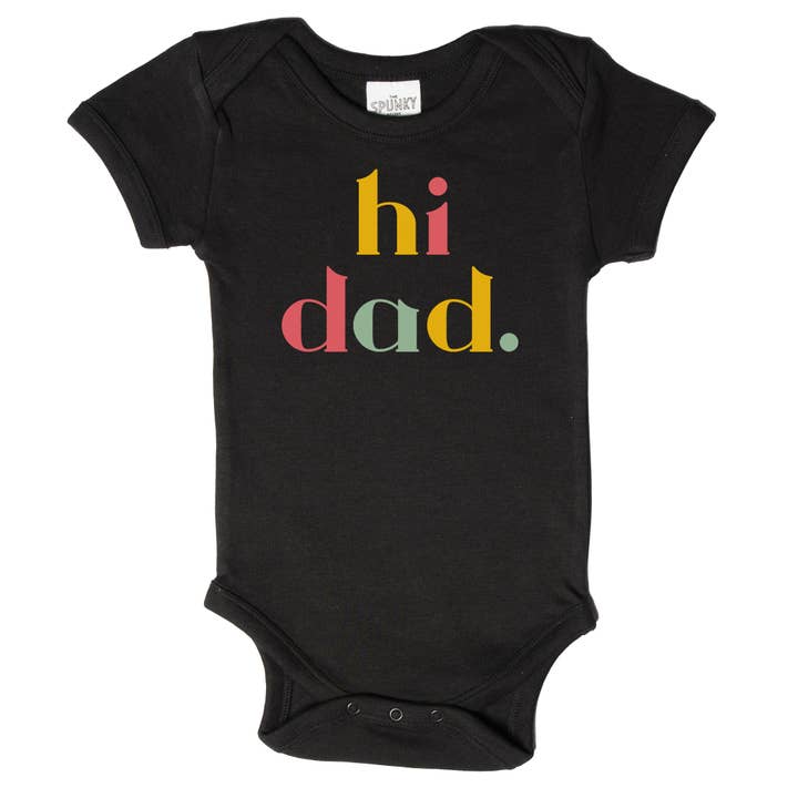 Hi Dad Pregnancy Announcement Organic Cotton Baby Bodysuit for wholesale by Spunky Stork