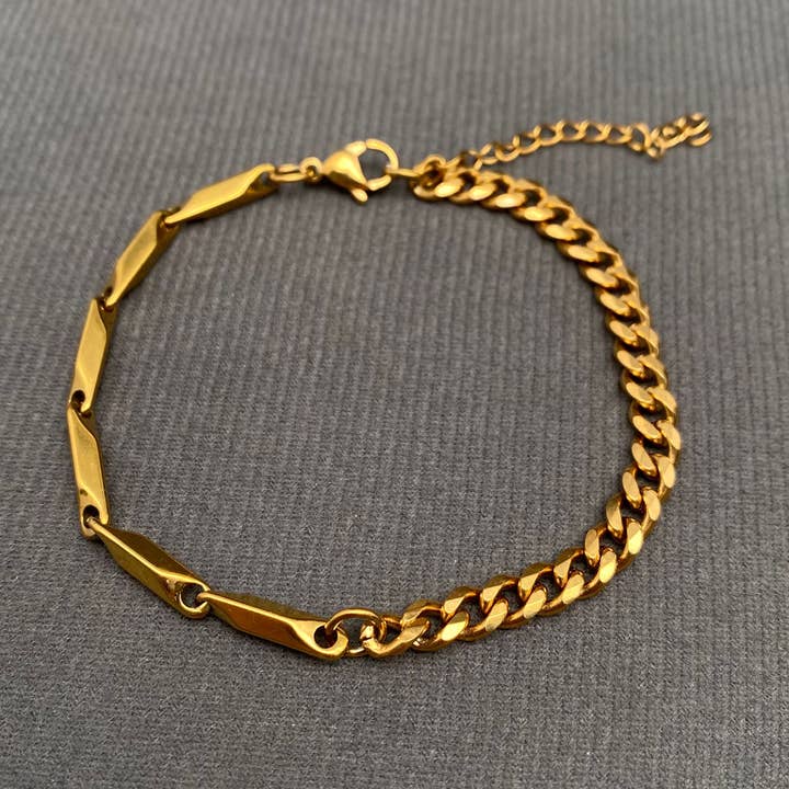 Men's 18K Gold Plated Stainless Steel Bracelet - MJ/BC for wholesale by Mio Queena