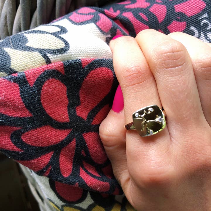 LuvMyJewelry (LMJ) - Venta al por mayor Anillo de sello - Anillo con sello de constelación de diamantes y topacio azul con arquero sagitario en oro amarillo de 14 k vermeil sobre plata de ley2