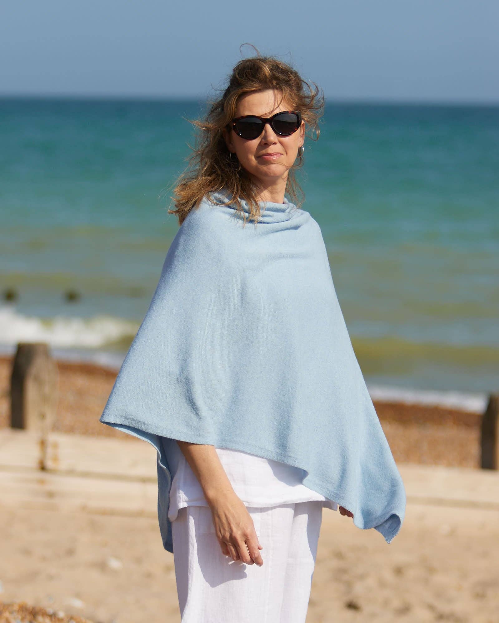 Cadenza Italy Ltd - Vente Poncho – femme - Poncho classique en mélange de cachemire7