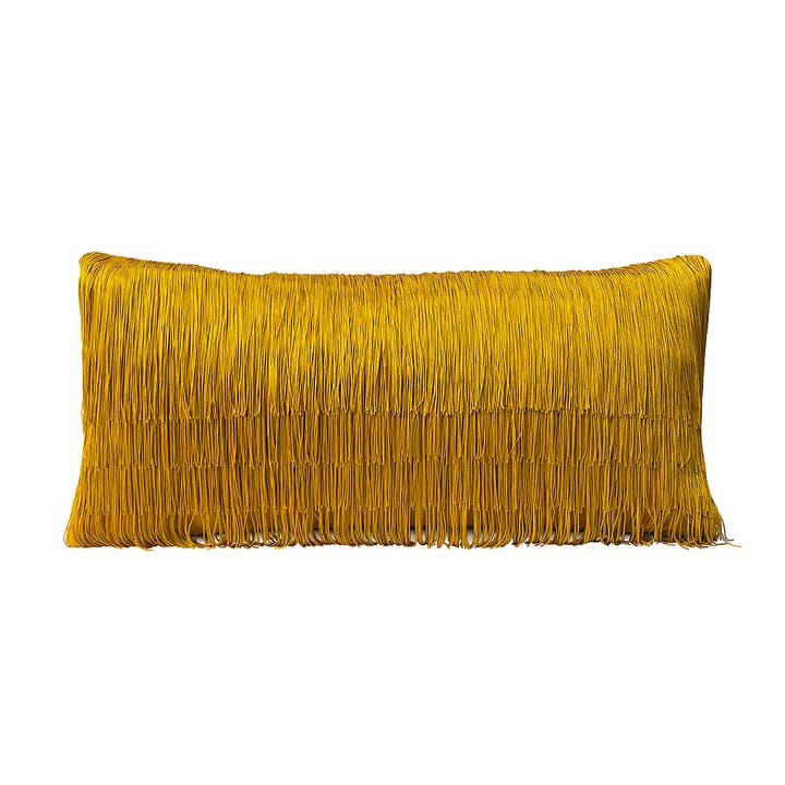 Tassel Ochre Velvet Cushion Rectangle for wholesale by ONE NINE EIGHT FIVE