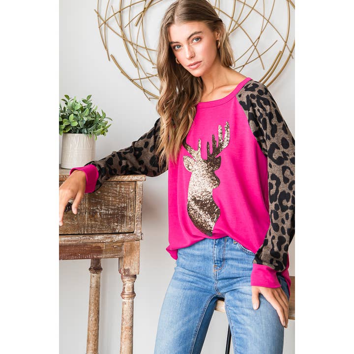 Pink Irene Wholesale - Venta al por mayor Camiseta - Mujer - TOP LISO Y CON DISEÑO DE RENO ANIMAL