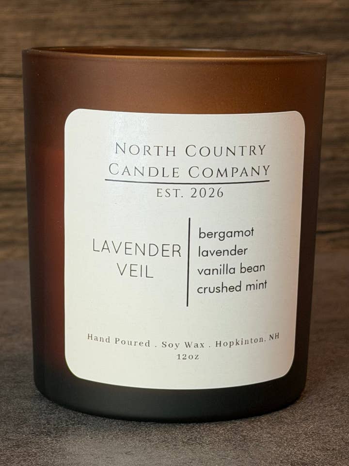 LAVENDER VEIL Candle 12 oz Amber Jar for wholesale by North Country Candle Company