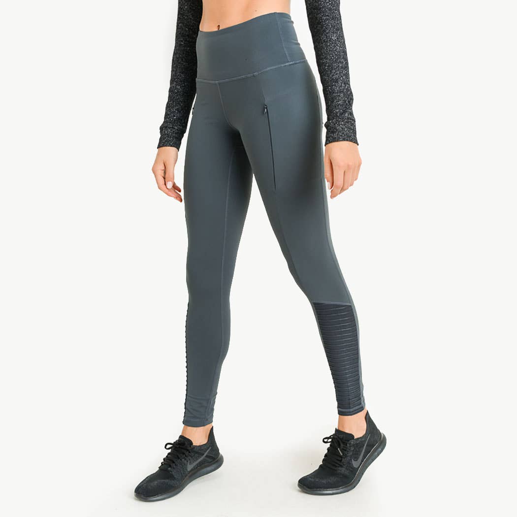 Mono B – wholesale Athletic/lounge leggings – Women's – Highwaist Zipper Pocket Moto Mesh Full Leggings1