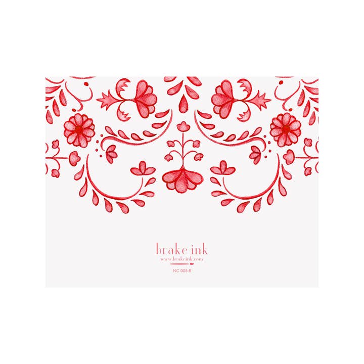 Brake Ink Stationery - Wholesale Stationery/Notecard Set - Chinoiserie Red Note Card