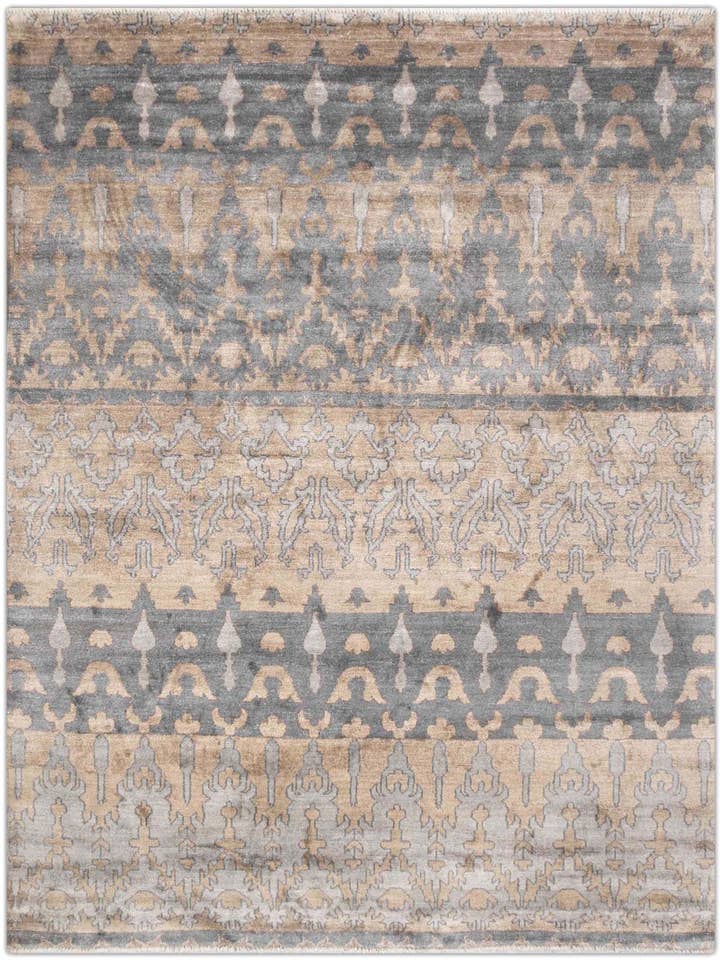 8x10 Beige Brown Grey Silk Rug, Pastel Tones G-12352 for wholesale by Aesthetic Homes LLC