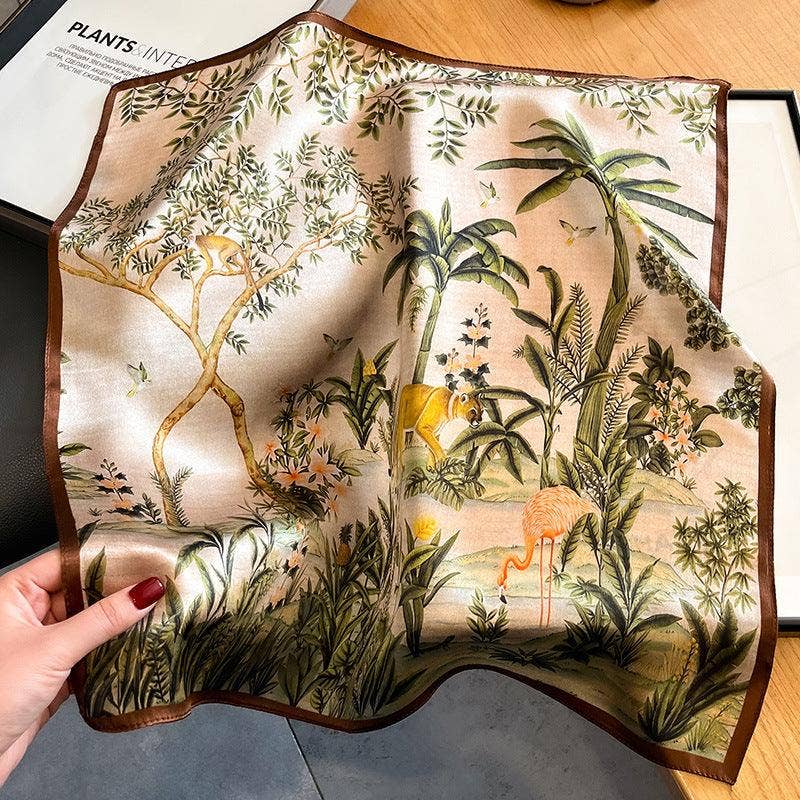 SueSilkHK - Wholesale Sjaal - Dames - Vintage jungle dieren 100% moerbei zijden sjaal - haar-, nek- en hoofddoek - moederdagcadeau en accessoire voor tas1