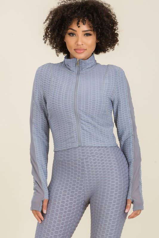 Vibrato Clothing - Wholesale Athletic Jacket - Women's - SHP001-J-Mesh-Panel Sleeve  Full Zip Up Active Jacket12