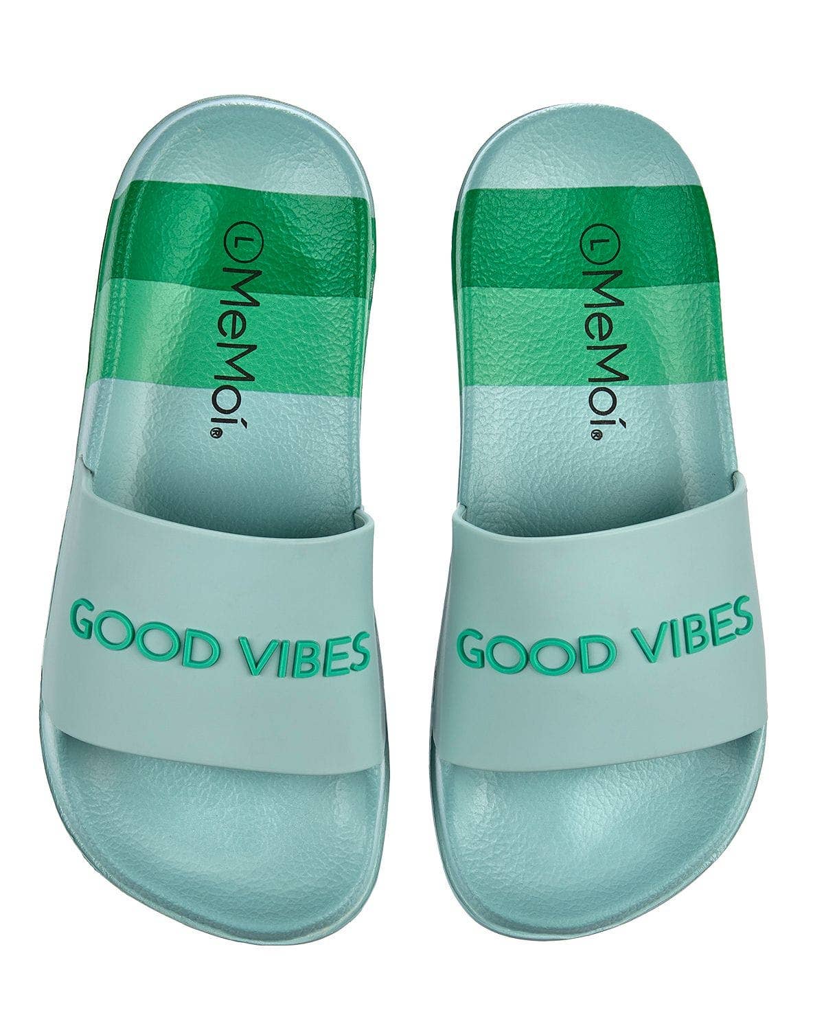 Infinity Classics International Inc. - Wholesale Slippers - Kids - Girls Striped Super-Soft "Good Vibes" Slide Sandal7
