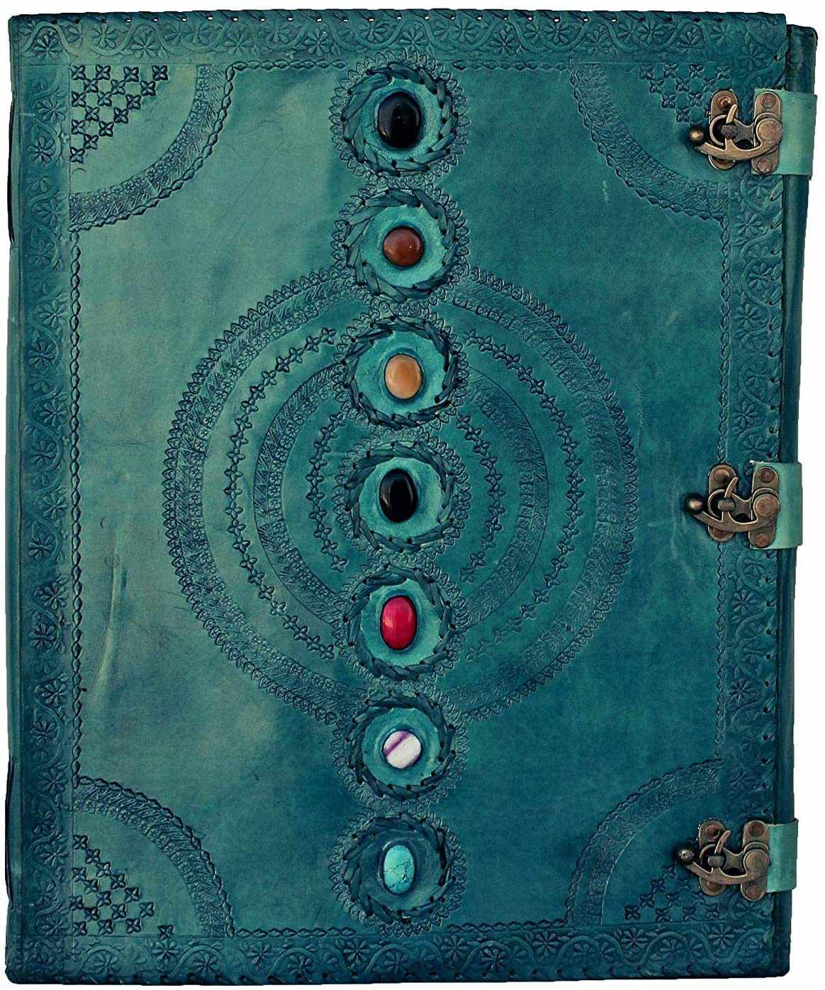 Tuzech Leather - Wholesale Journal/Diary - Seven Chakra Leather Journal – Handmade Embossed Diary 13"12