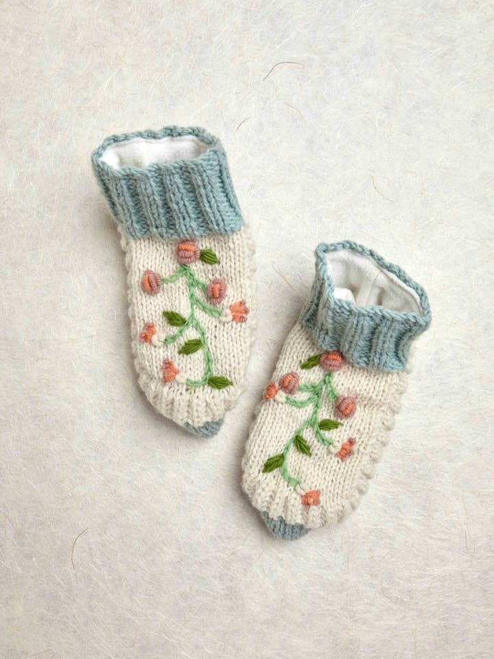 By Many Hands - Wholesale Slippers - Women's - Flora Sage Knit Slippers