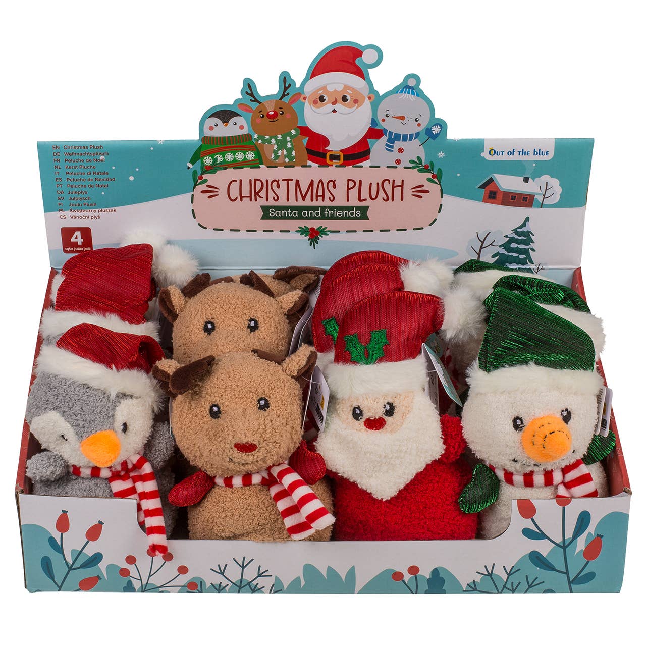 Wurm - Wholesale Gag Gift/Novelty Gift - Christmas plush, cute animals, 4-pack, 12 pieces on display4