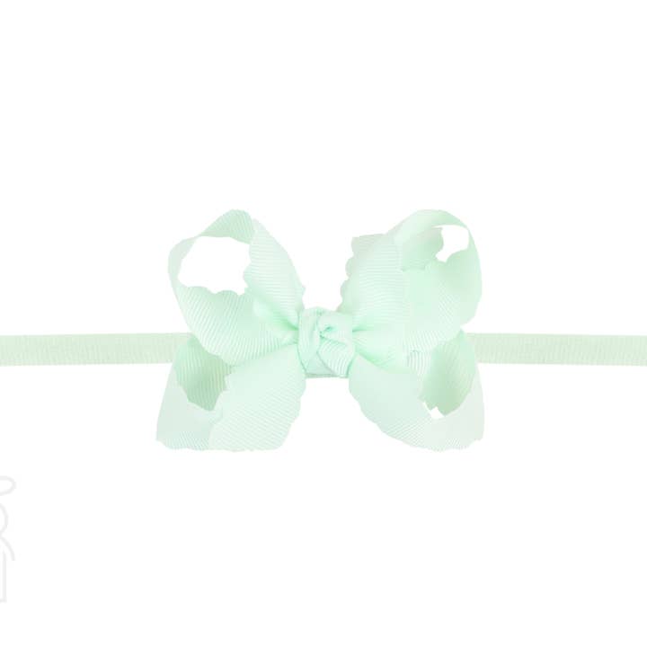 Beyond Creations, LLC - Wholesale Fashion Headband - Kids - 1/4" NYLON PANTYHOSE HEADBAND W/ SCALLOPED EDGE BOW