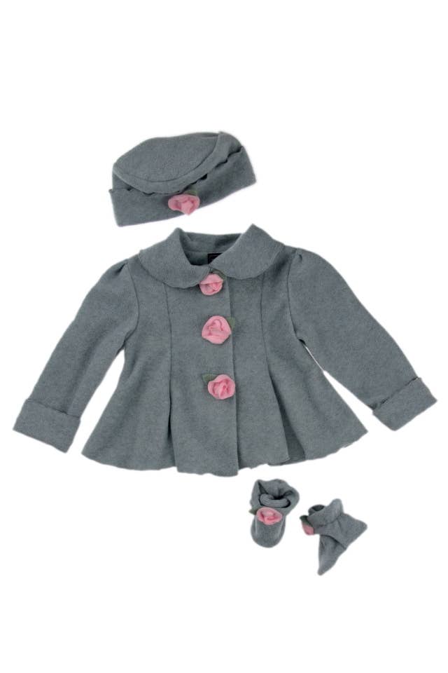 Heather gray Garden Jacket with Pink Flower for wholesale on Faire2
