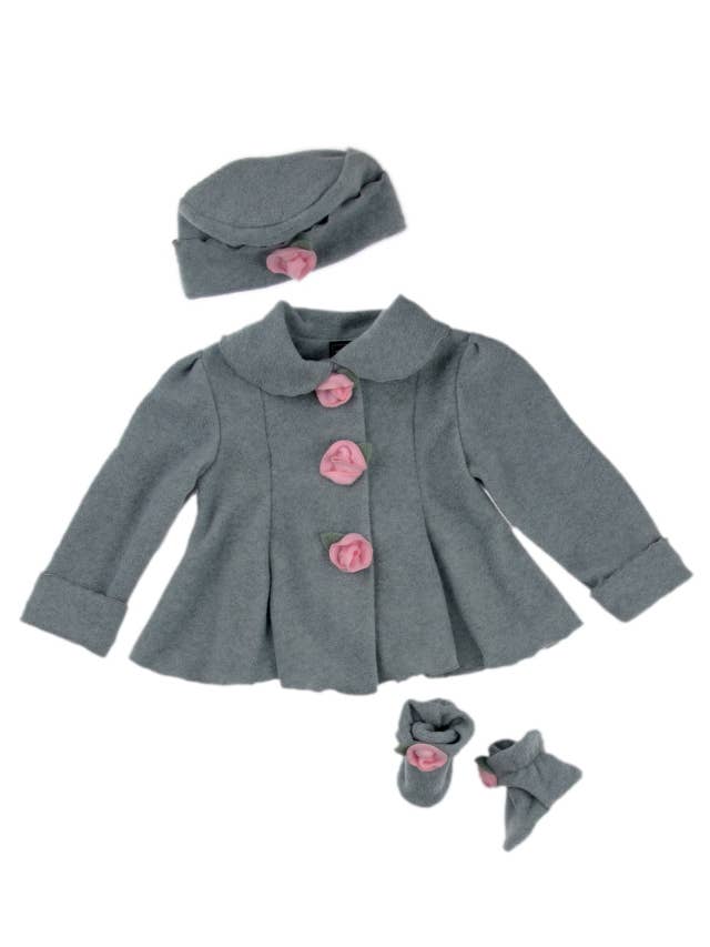 Heather gray Garden Jacket with Pink Flower for wholesale on Faire2