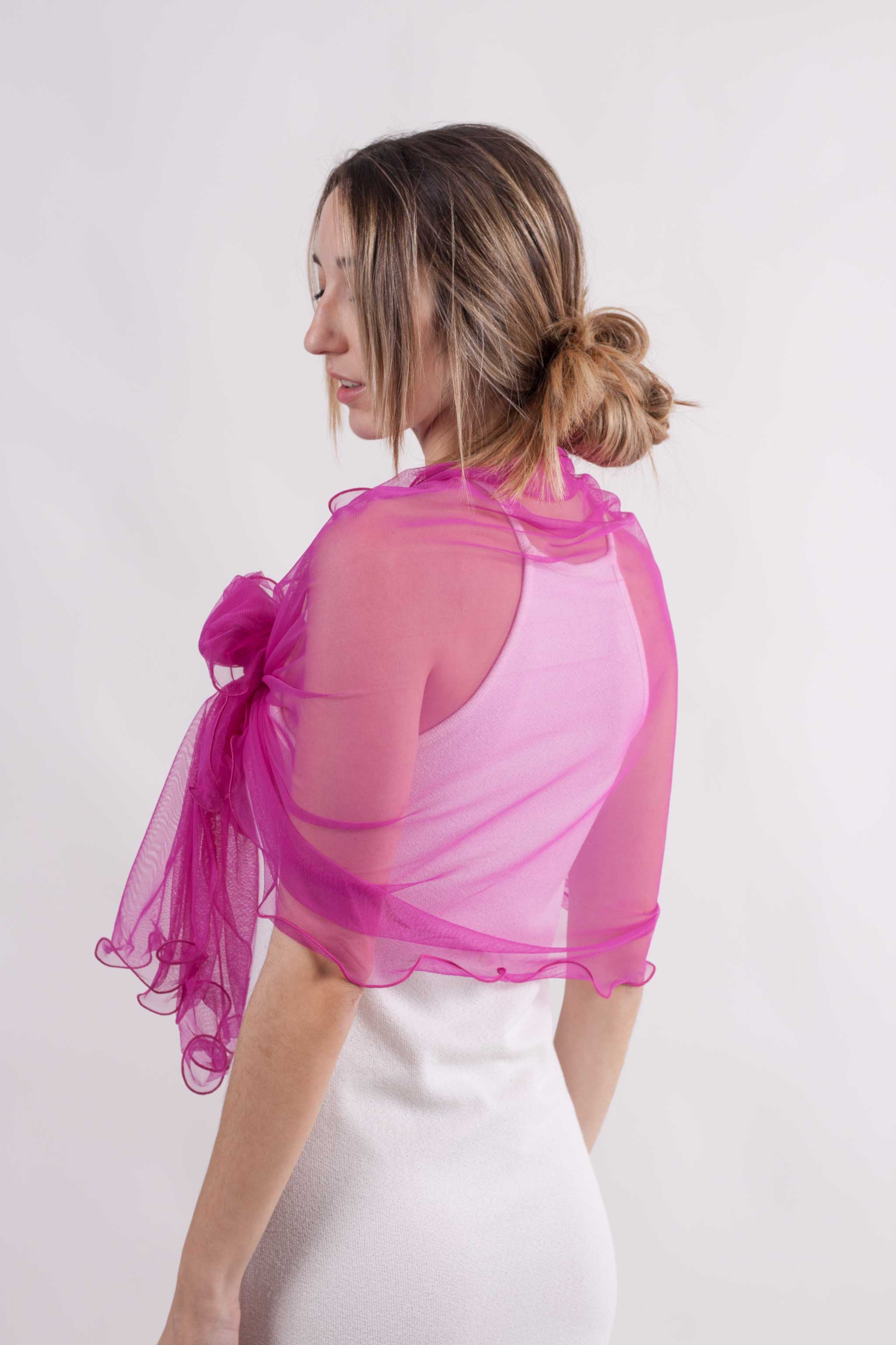 MR Complements - Vente Écharpe – femme - Châle en tulle grande taille aux bords ondulés44