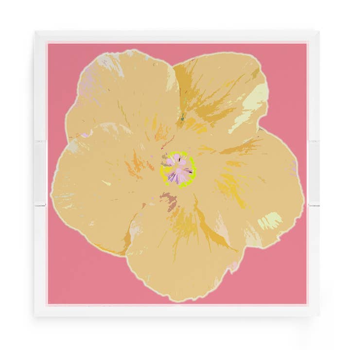 Hibiscus Pink Acrylic Square Decorative Tray for wholesale by Nicolette Mayer Collection