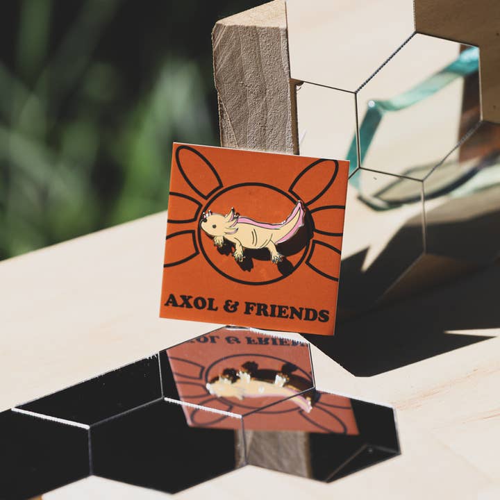 Axol & Friends - Wholesale Lapel Pin/Button - Yellow Axolotl Pin - Soft Enamel, Gold