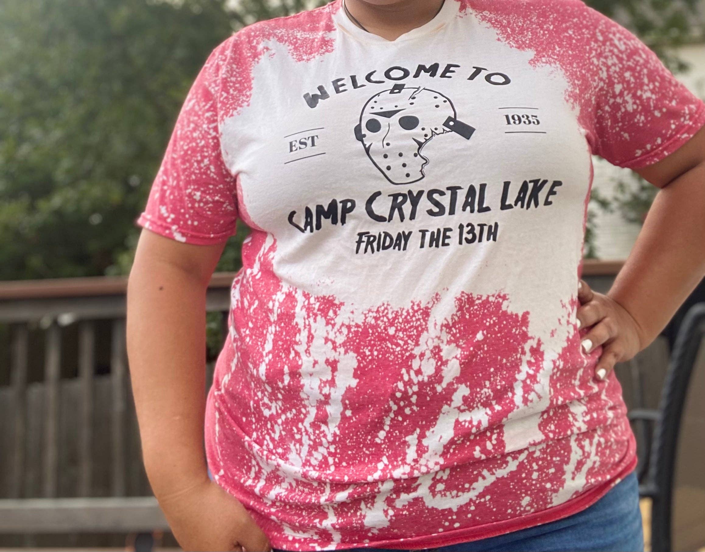 Will + Vivi - Wholesale Screen Printed T-Shirt - Women's - Camp Crystal Lake, bleached0