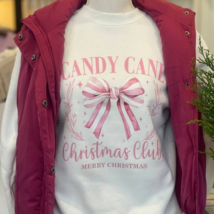 Candy Cane Christmas Crewneck Sweatshirt for wholesale by Kiki's Boutique