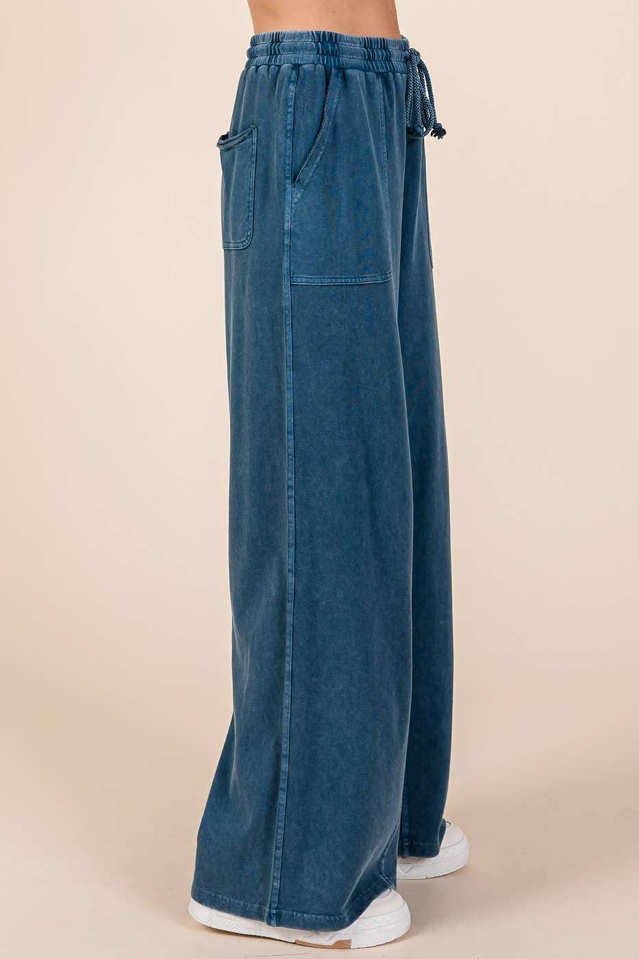 mittoshop - Wholesale Pants - Women's - MINERAL WASH FRENCH TERRY WIDE LEG PANTS29