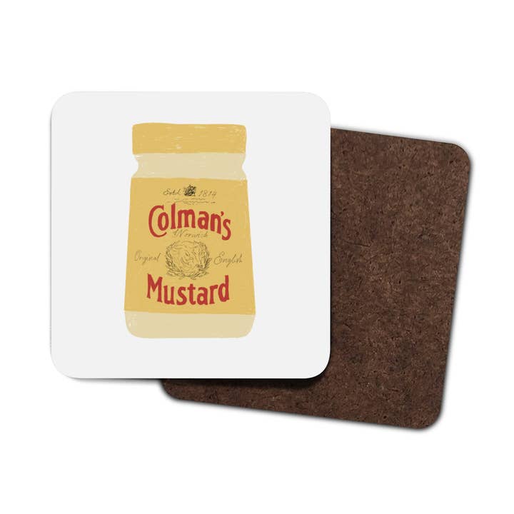 Mustard - Illustrated Hardback Coaster 7x7cm for wholesale by Olive and Clive