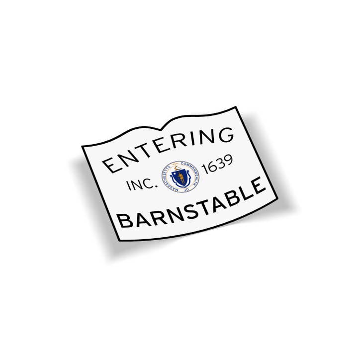 Autocollant Cape Cod en vinyle imperméable Entering Barnstable pour la vente par Cape Cod Stickers