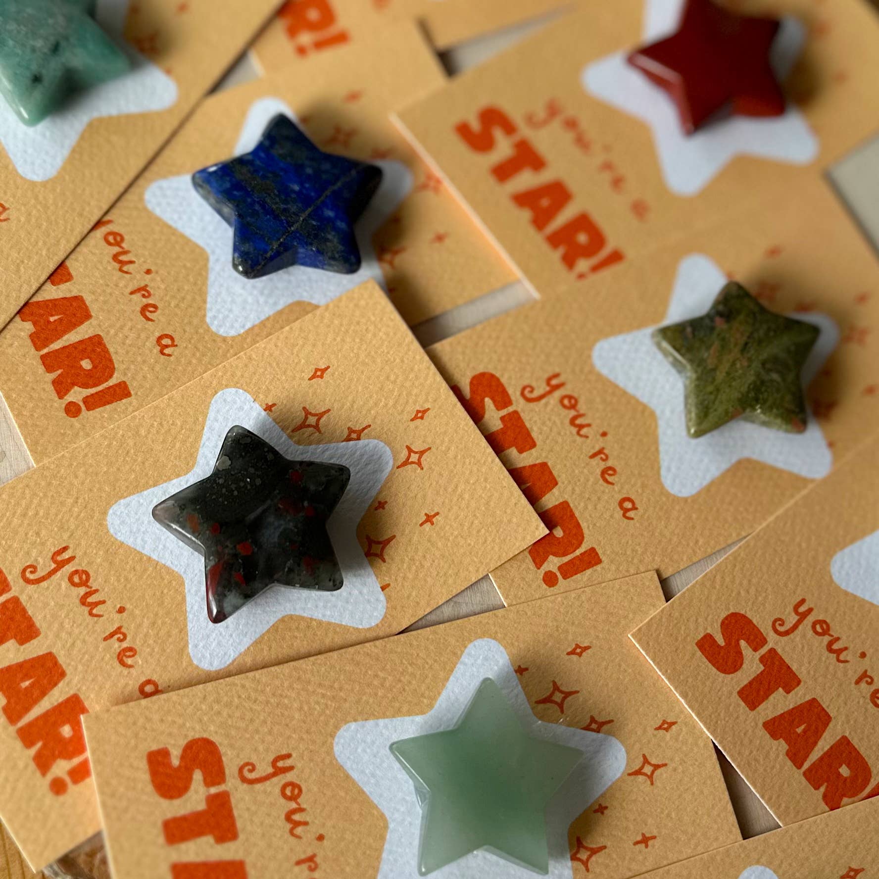 Pebble House - Wholesale Spiritual Stone/Crystal - "You're a Star!" Mini Crystal Greeting Card- Crystals & Stones1