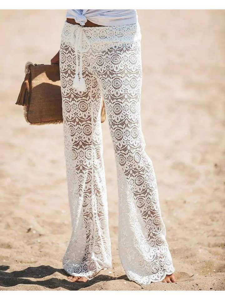 Queen Fashion – Engroshandel Strandbadekåbe – Dame – hule hæklede blondebukser med snor2