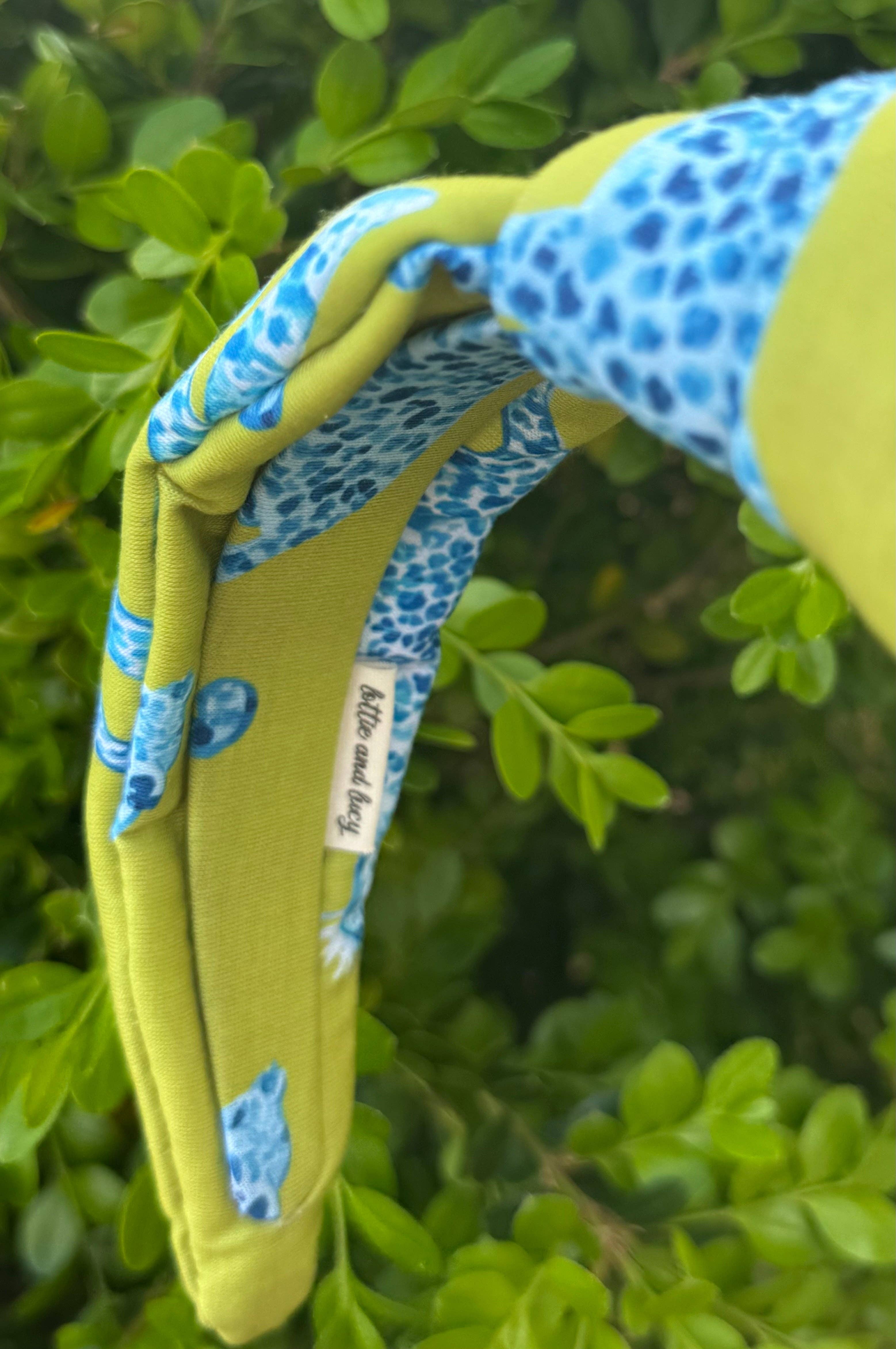 Citron Jaguar Print headband for wholesale on Faire4