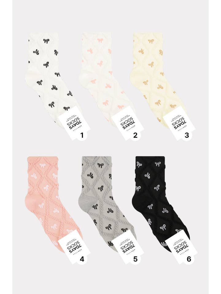 7DAYSSOCKS - Wholesale Socks - Women's - Women's Crew Romantic Bow Socks - Made in Korea6