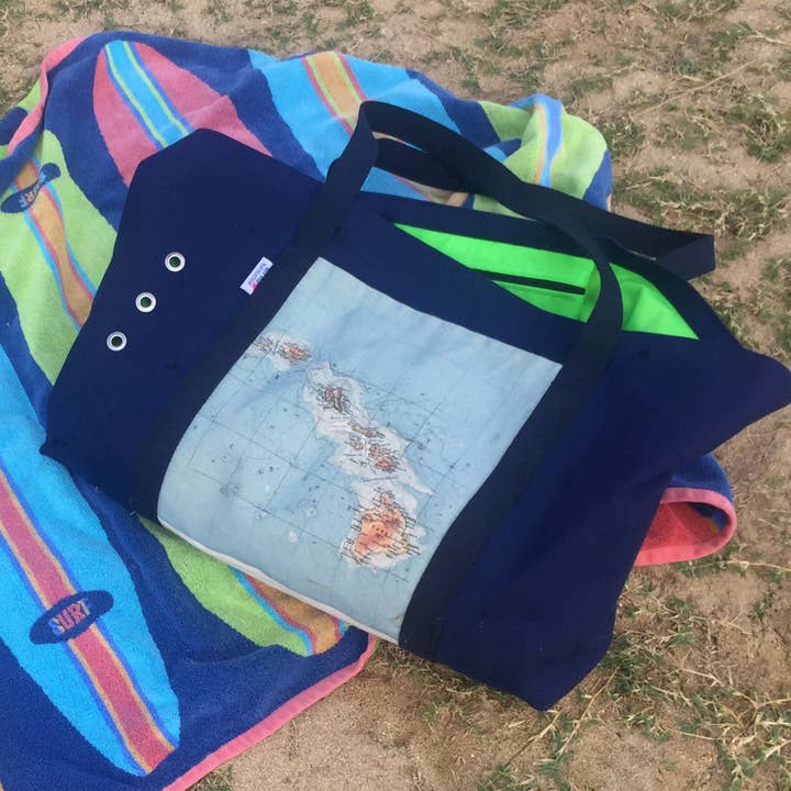 Not for Navigation - Wholesale Beach Bag - Custom Nautical Beach Bag– Oversized Canvas Tote, Map Design5