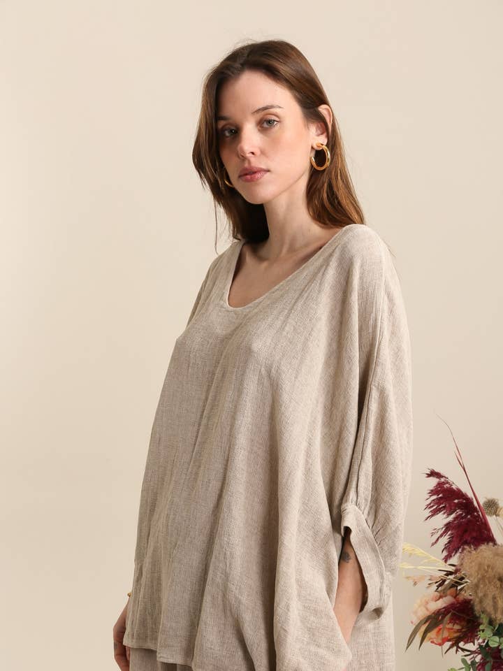LÉA & LUC - Wholesale Tunic - Women's - Blouse in 50% linen and 50% cotton REF. 4652