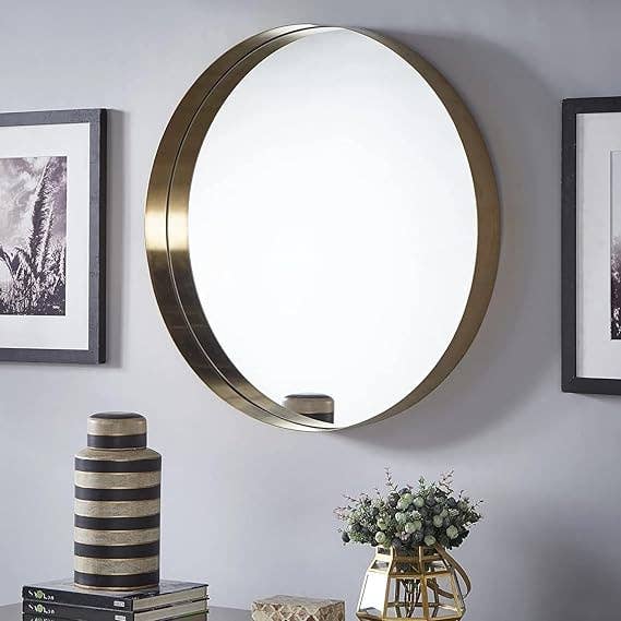 Round Gold Wall Mirror Deep Aluminium Frame 80Cm for wholesale by DEENZ