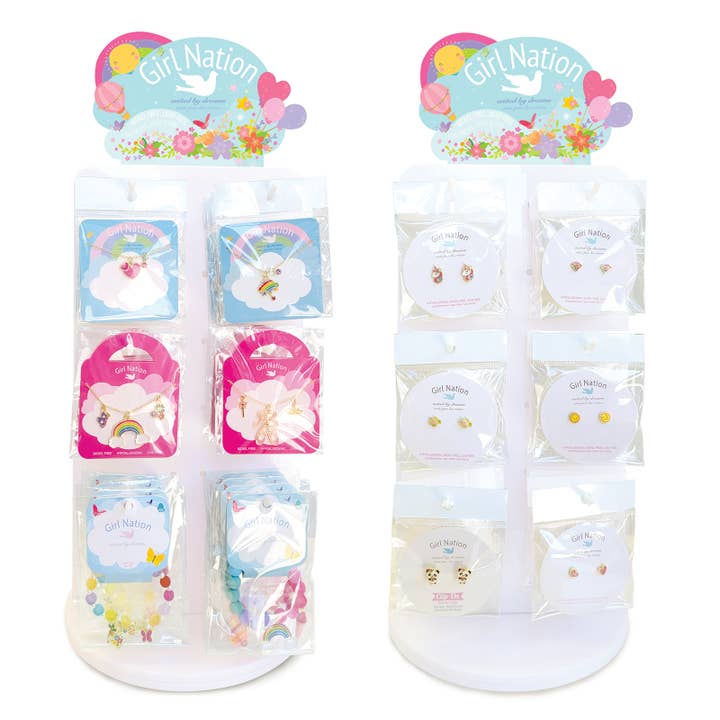 Girl Nation - Wholesale Jewelry Stand & Display - White Acrylic Jewelry Display Spinner