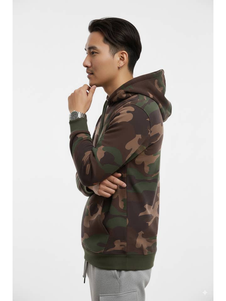 CAMOUFLAGE UNISEX FLEECE PULLOVER HOODIE for wholesale on Faire2