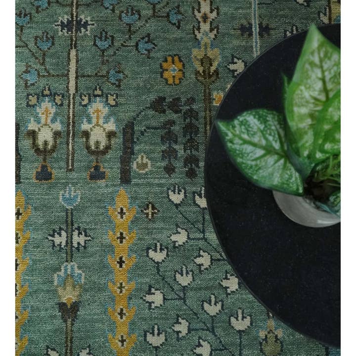 The Rug Decor, Inc. – Großhandel Teppichvorleger – Handgeknüpfter Persischer Teppich Heriz Serapi aus Wolle, Traditionelles Vintage-Design in Blau und Elfenbein, Größen 5x8 bis 12x15 | TRDCP5998105