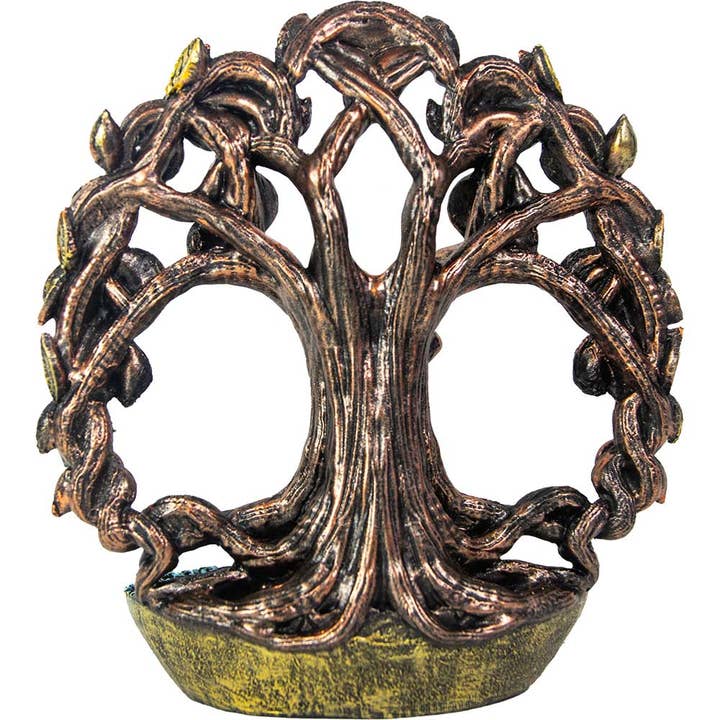 Kheops International - Wholesale Incense Holder - Polyresin Backflow Incense Burner - Tree of Life w/ Gems2