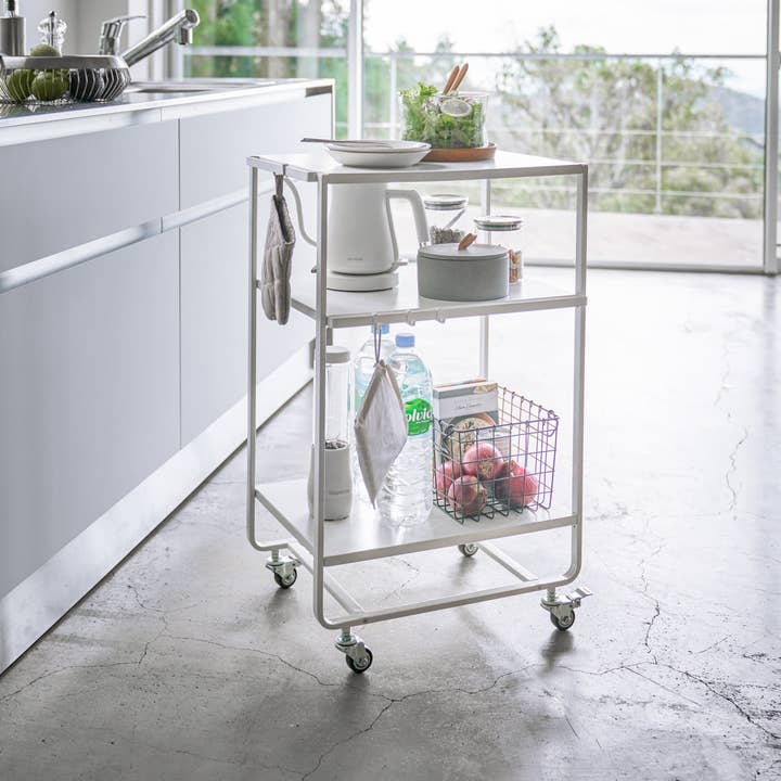 Yamazaki Home - Wholesale Free Standing Shelf - Tower Rolling Utility Cart - Steel