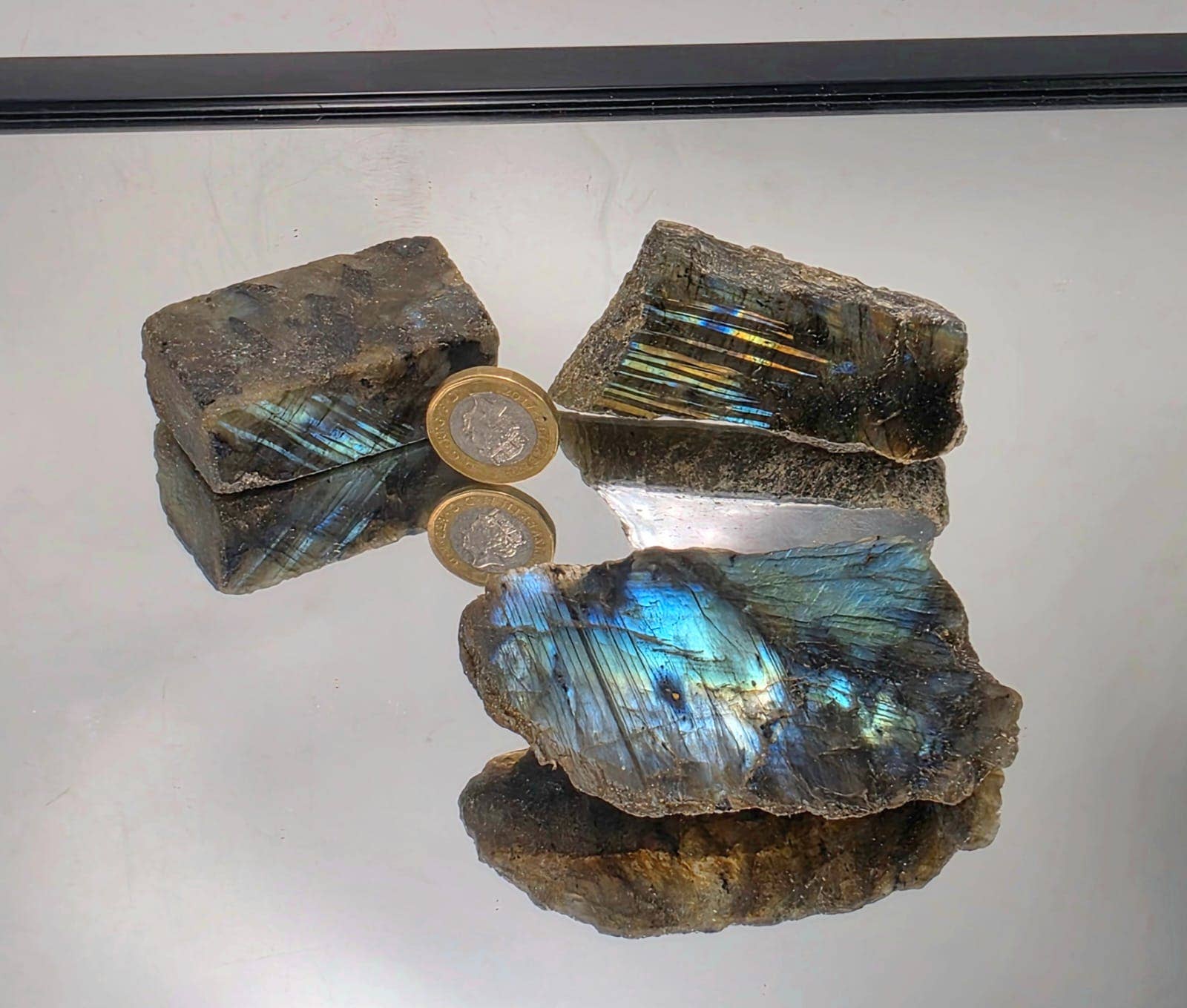 Distinction Crystals – wholesale Spiritual stone/crystal – Labradorite Crystal Slices, Half Polished 250g Batch2