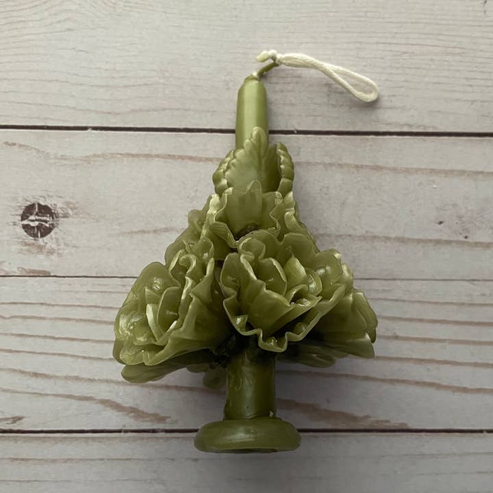 Olive Oaxaca Marigold Day of the Dead Candle for wholesale by Viva Greetings