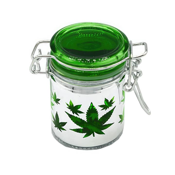 Gypsy Rose - Wholesale Decorative Jar - Metallic Pot Leaf Mini Stash Jar 3 Piece Set